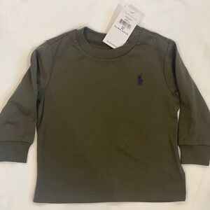 Ralph Lauren Infant Boy Cotton Jersey Long-Sleeve Tee - 9 months - Olive Green